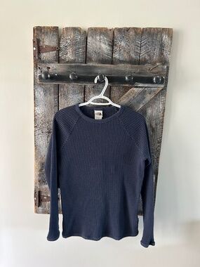 Men's North Face Waffle Shirt Navy Blue